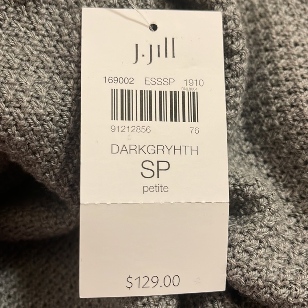 NWT J.Jill dark grey fringe long sleeve hooded duster - Picture 13 of 13